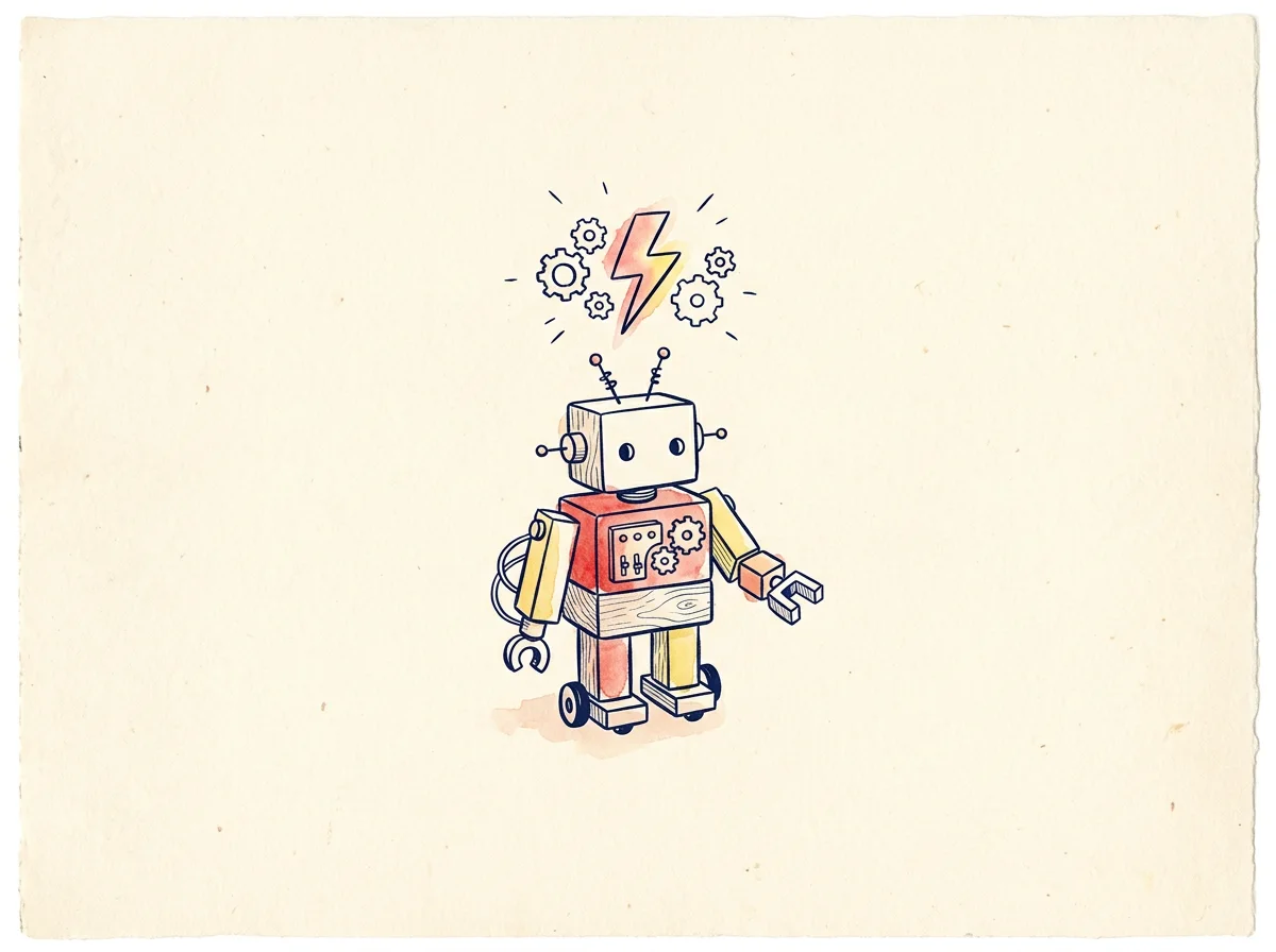 Ilustracja: robot zbudowany z klocków